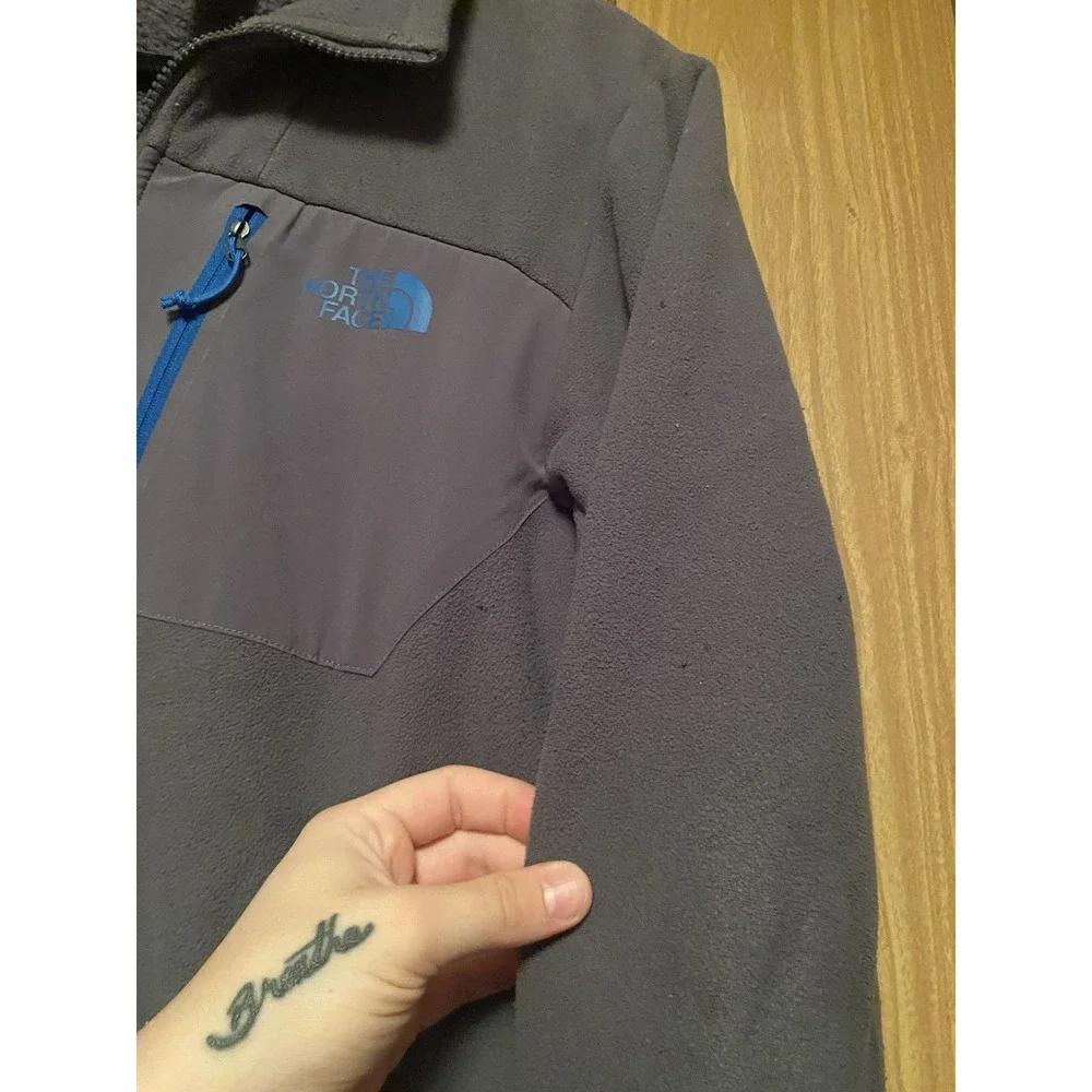 The North Face Men's Small Fleece Jacket Gray Blue Full Zip Outdoor Hiking